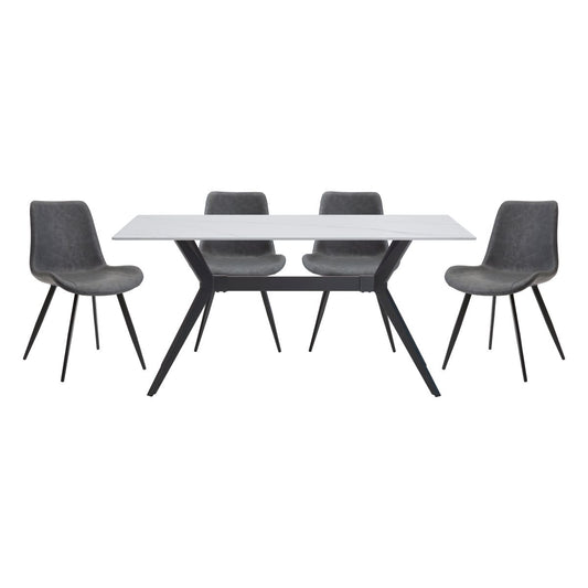 Brixley - 5 Piece Set (Table & 4 Side Chairs) - Dark Gray / White
