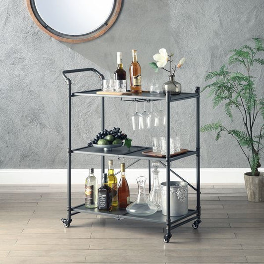 Cordelia - Serving Cart - Sandy Black, Dark Bronze Hand-Brushed Finish