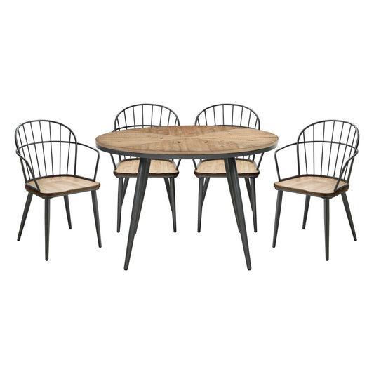 Canton - 5 Piece Dining Room Set (Table & 4 Side Chairs) - Black / Light Brown
