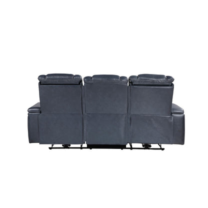 Keziah - Power Double Reclining Sofa With Power Headrests And Storage Arms - Blue