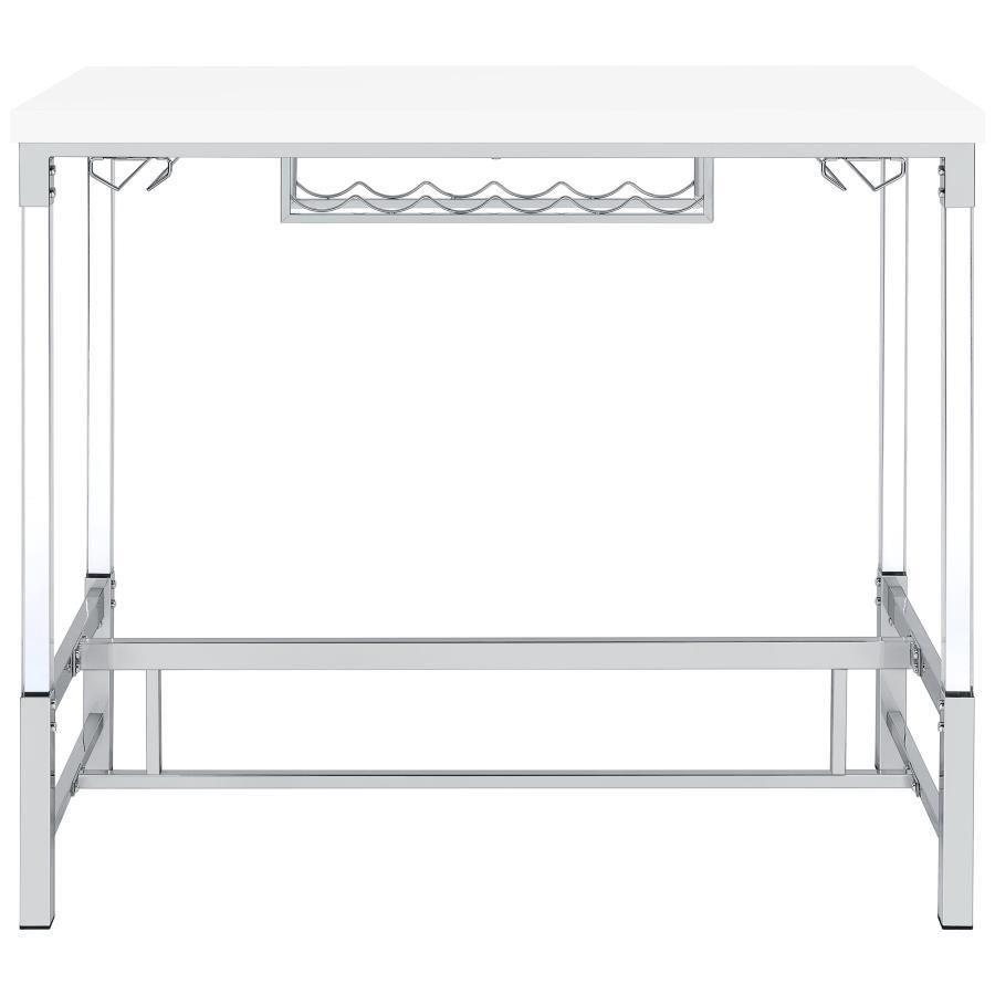 Norcrest - Acrylic Leg Bar Table - White High Gloss