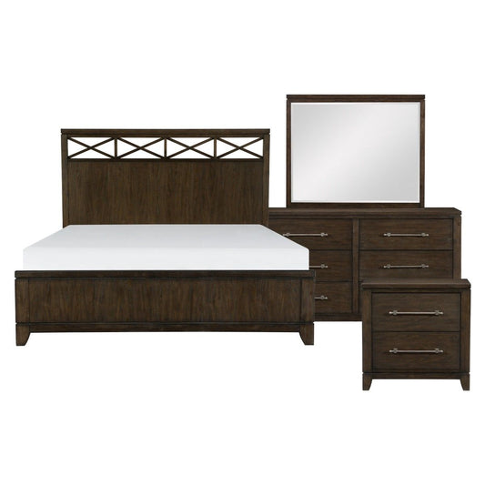 Griggs - 4 Piece Set (Queen Bed, Nightstand, Dresser, Mirror) - Brown