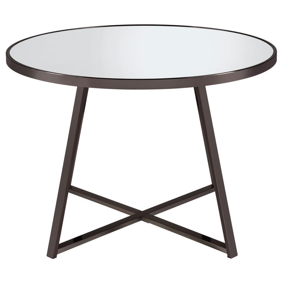 Jillian - Round Mirror Top Dining Table - Black Nickel