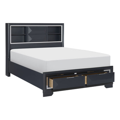 Rosemont - 4 Piece Set (Queen Bed, Nightstand, Dresser, Mirror) - Blue