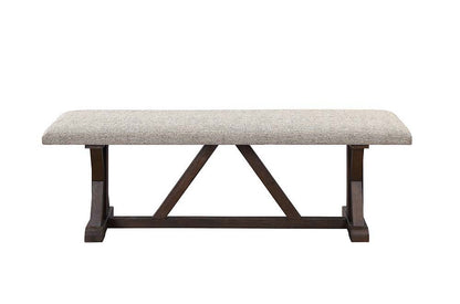 Pascaline - Bench - Gray Fabric, Rustic Brown & Oak Finish