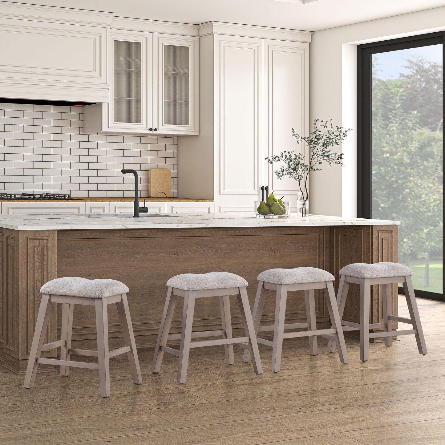 Taylor - Counter Stool (Set of 2) - Light Brown / Gray