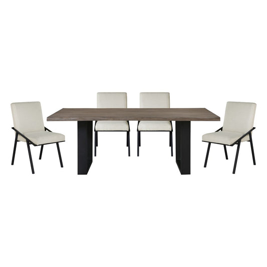 Rochelle - 5 Piece Set (Table & 4 Side Chairs) - White / Brown
