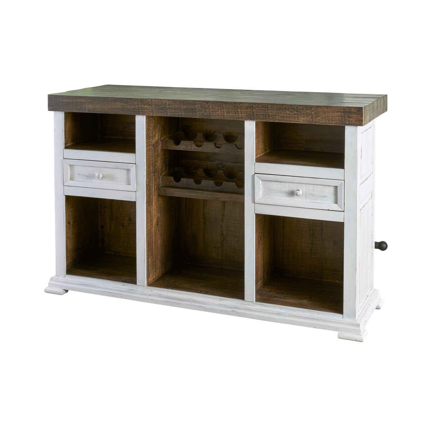 Condesa - 68" Wooden Bar With Wine Storage - Distressed White Finish