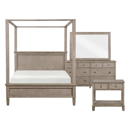 Marceline - 4 Piece Set (Queen Bed, Nightstand, Dresser, Mirror) - Gray