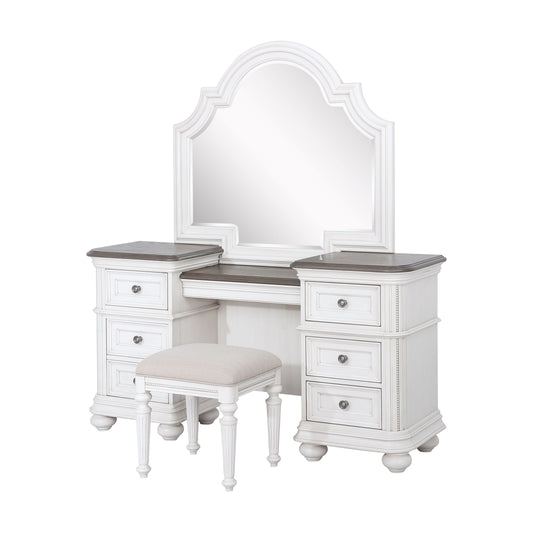 B0162N - 2 Piece Vanity Set (Base And Mirror) - White