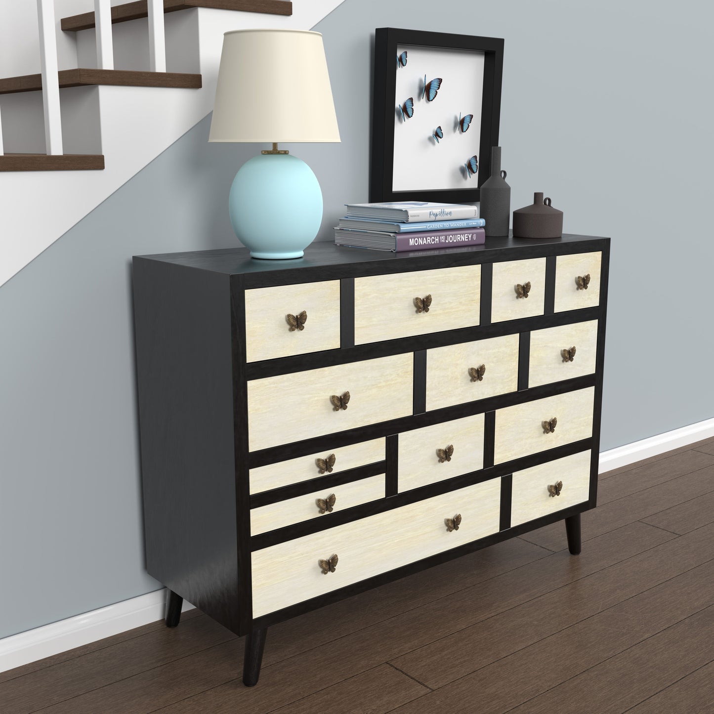 Papillon - 13 Drawers Sideboard - Black