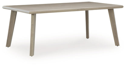 Carisbo - Rectangle Dining Table With Umbrella Option - Beige