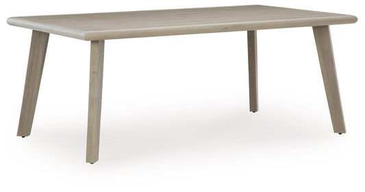 Carisbo - Rectangle Dining Table With Umbrella Option - Beige