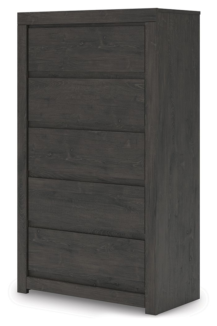 Parlayon - Five Drawer Chest - Charcoal