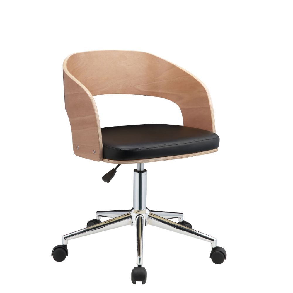 Yoshiko - Office Chair - Black PU & Beech