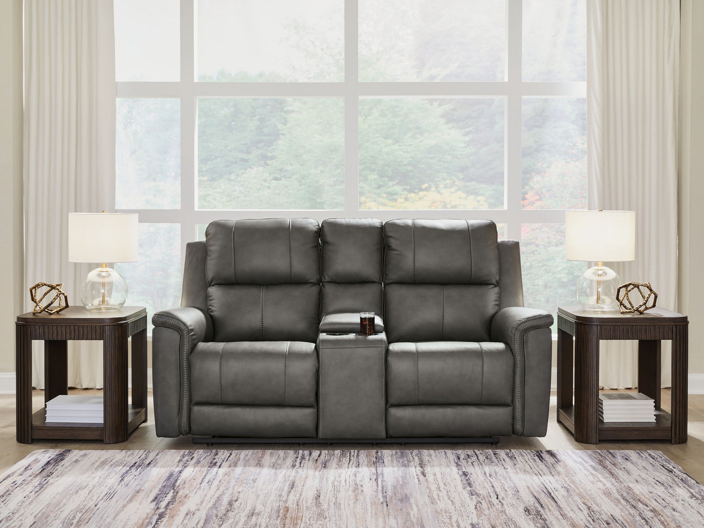 Beryton - Power Reclining Loveseat With Console / Adjustable Headrest