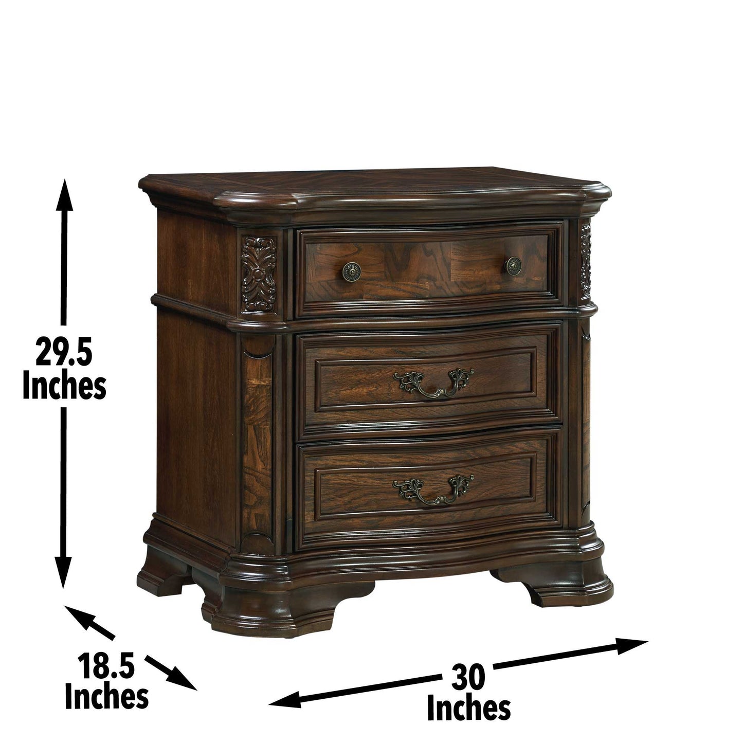 Royale - 5 Piece Queen Bedroom Set (2 Nightstands) - Dark Brown