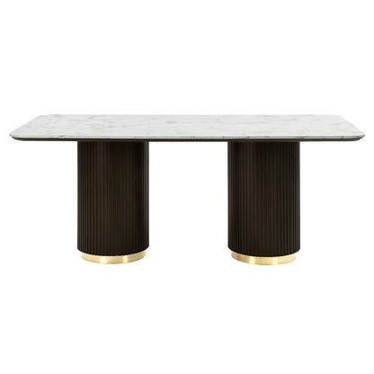 Clayten - Dining Table With Marble Top - White Natural Marble Top & Espreeso Finish