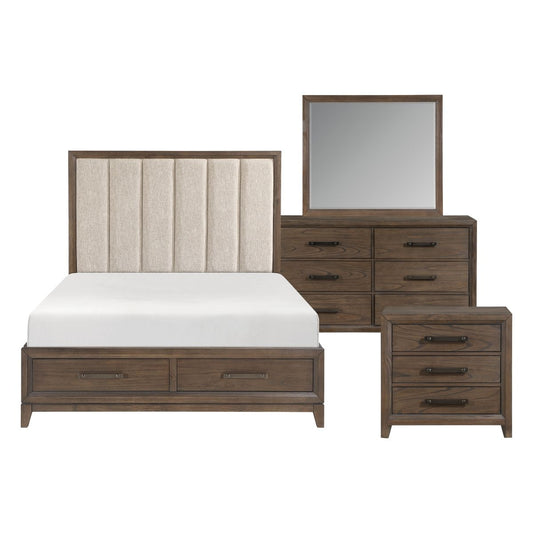 Cambridge - 4 Piece Set (Queen Bed, Nightstand, Dresser, Mirror) - Walnut