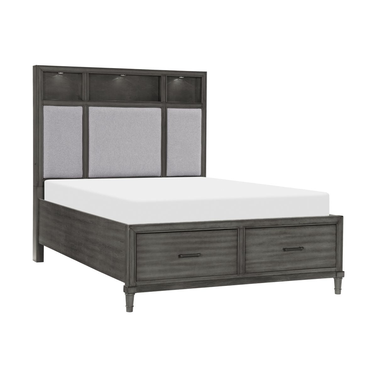 Wittenberry - 4 Piece Set (Queen Bed, Nightstand, Dresser, Mirror) - Dark Gray / Pebble