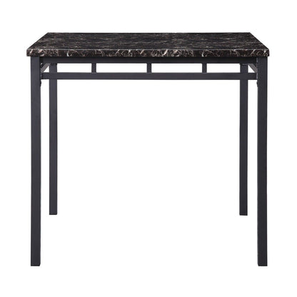 Olney - 5 Piece Counter Height Set With Faux Marble Top - Black / Dark Brown