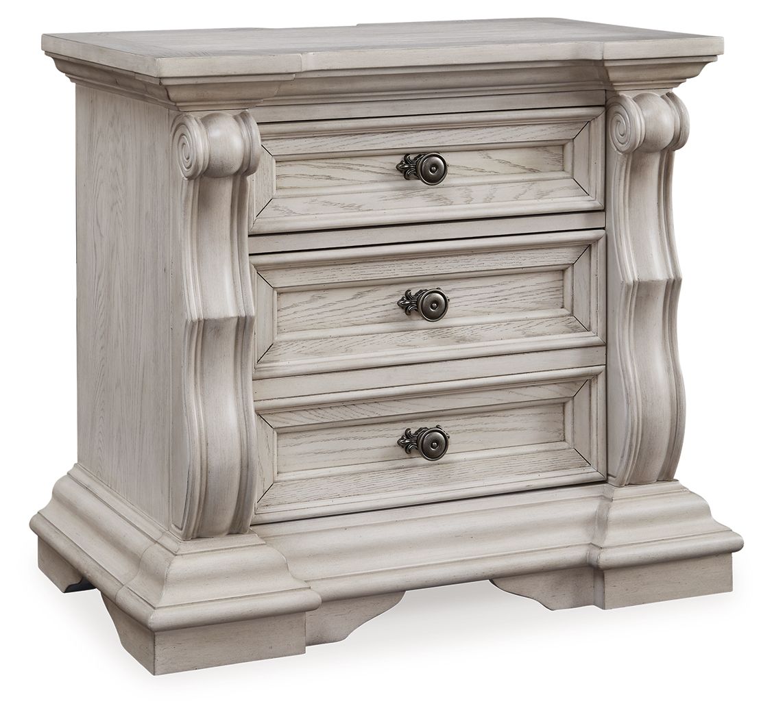 Andonhall - Three Drawer Night Stand - Antique White