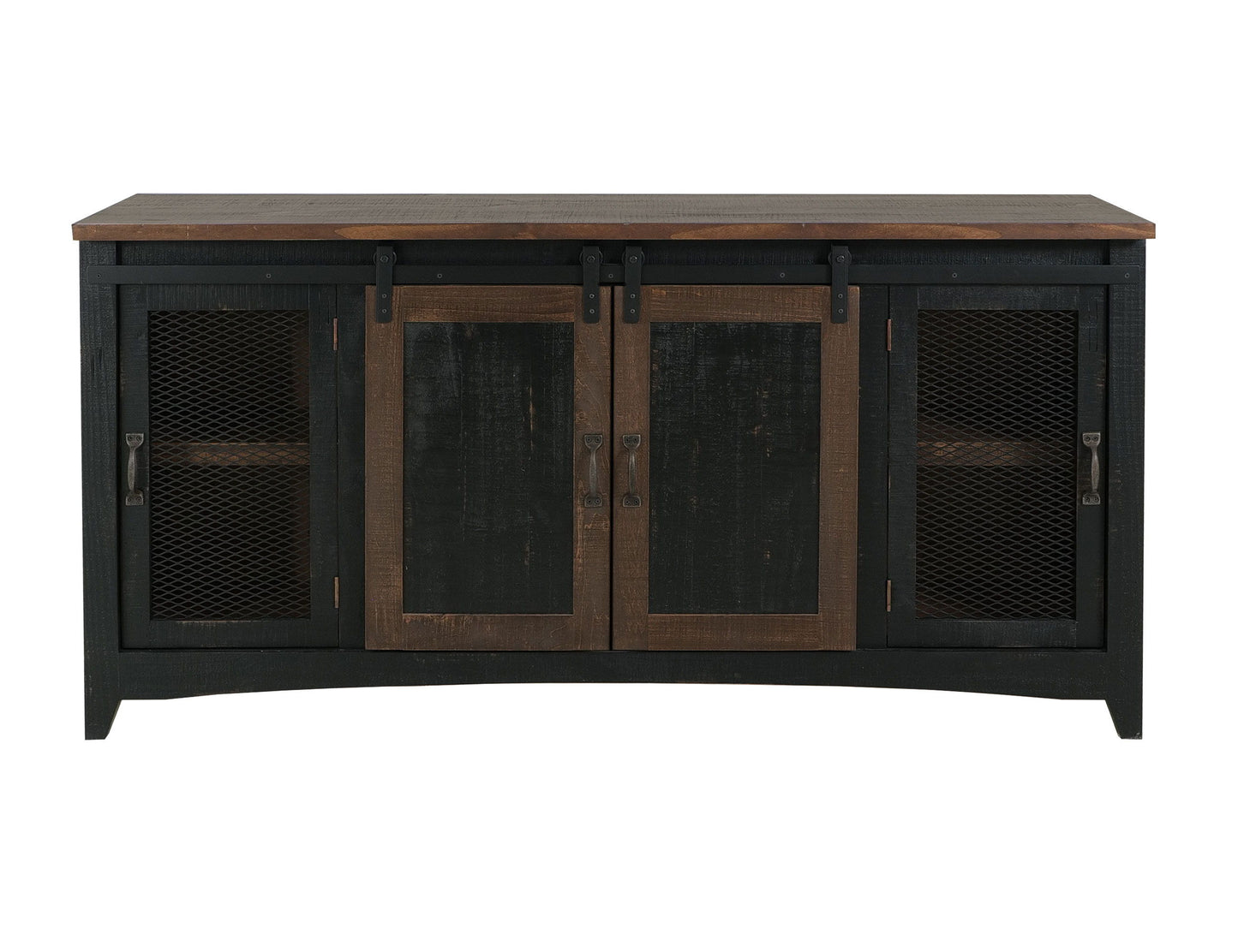 Pueblo Black - TV Stand / Console / Wall Unit - Black / Medium Brown
