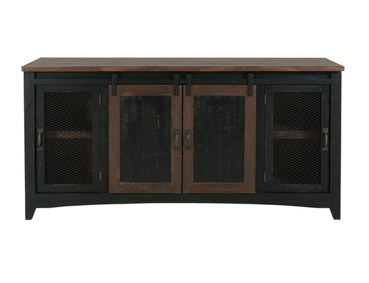 Pueblo Black - TV Stand / Console / Wall Unit - Black / Medium Brown
