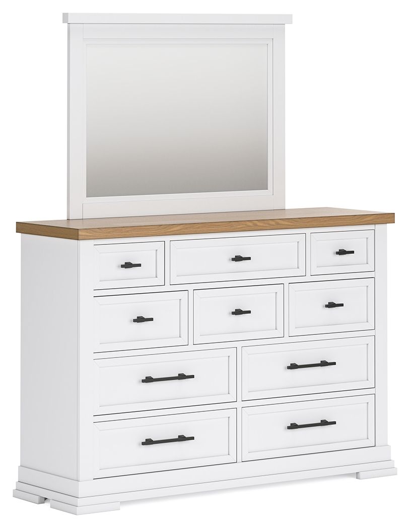 Ashbryn - Dresser And Mirror - White / Natural
