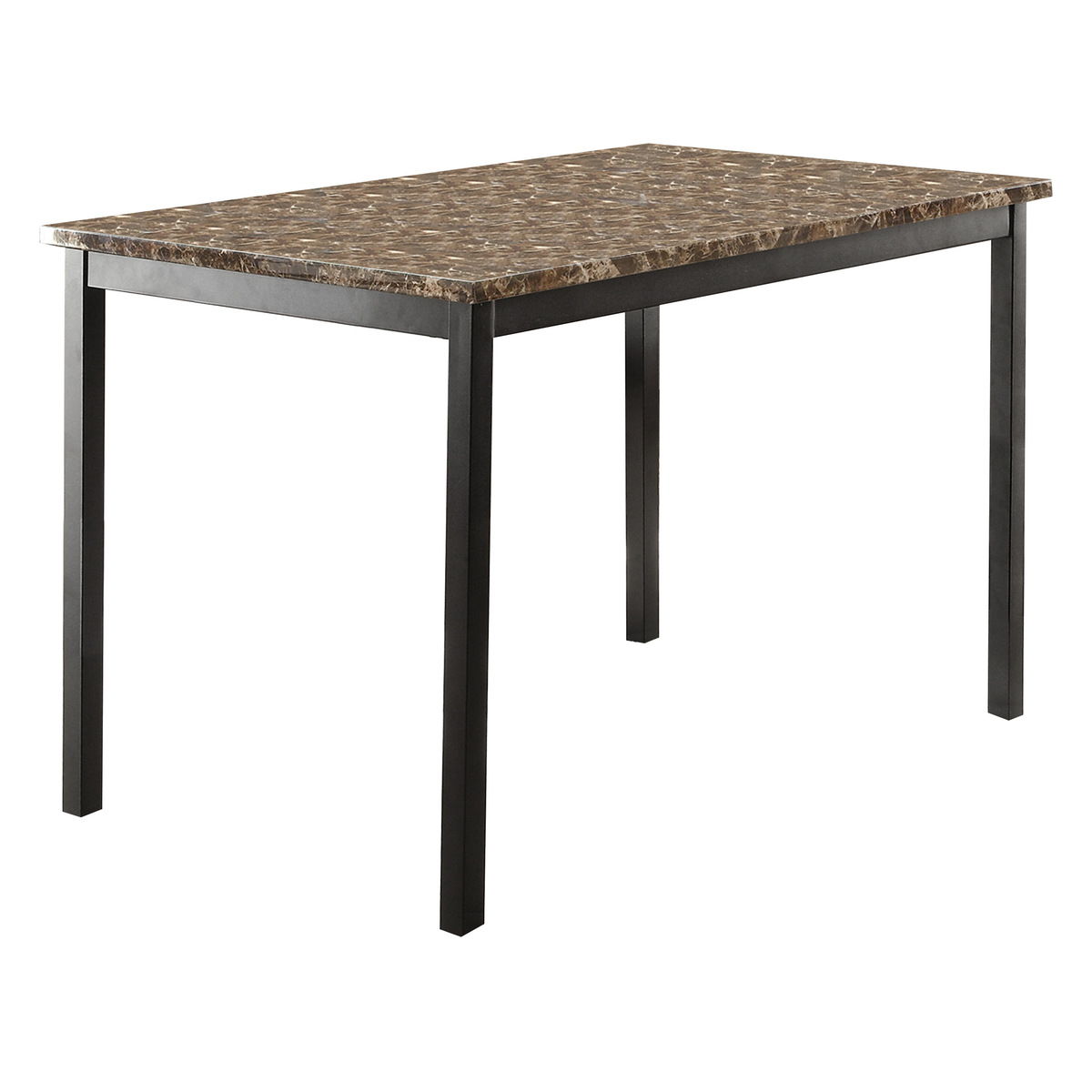 Flannery - Dining Table WIth Faux Marble Top - Brown / Black