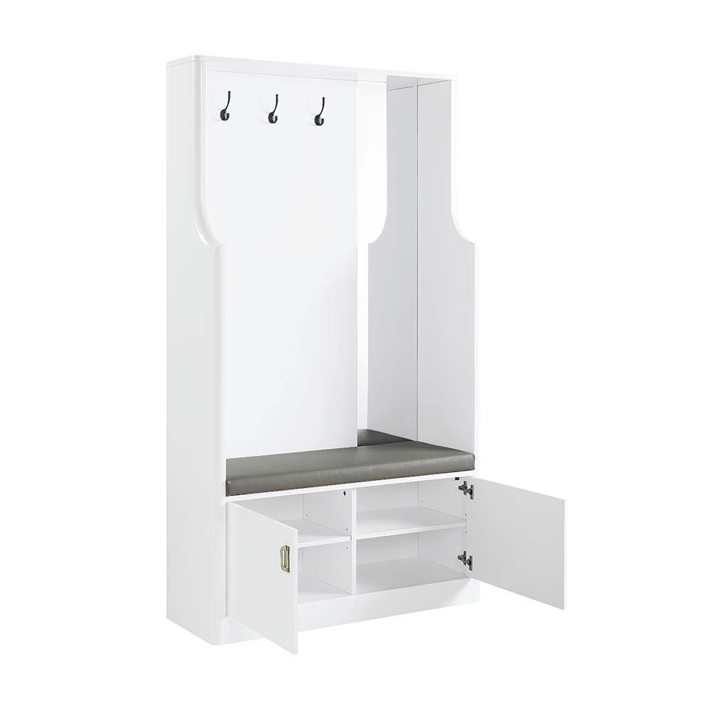 Buck II - Hall Tree - White High Gloss Finish