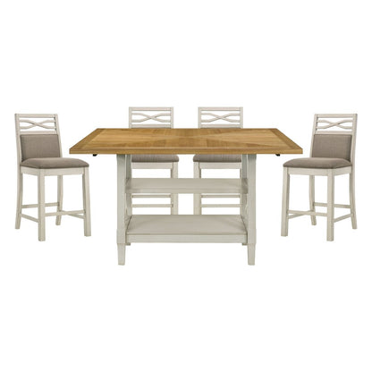 Maribelle - 5 Piece Dining Room Set (Table & 4 Side Chairs) - Gray / Light Brown