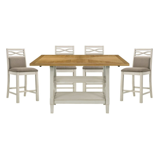 Maribelle - 5 Piece Dining Room Set (Table & 4 Side Chairs) - Gray / Light Brown