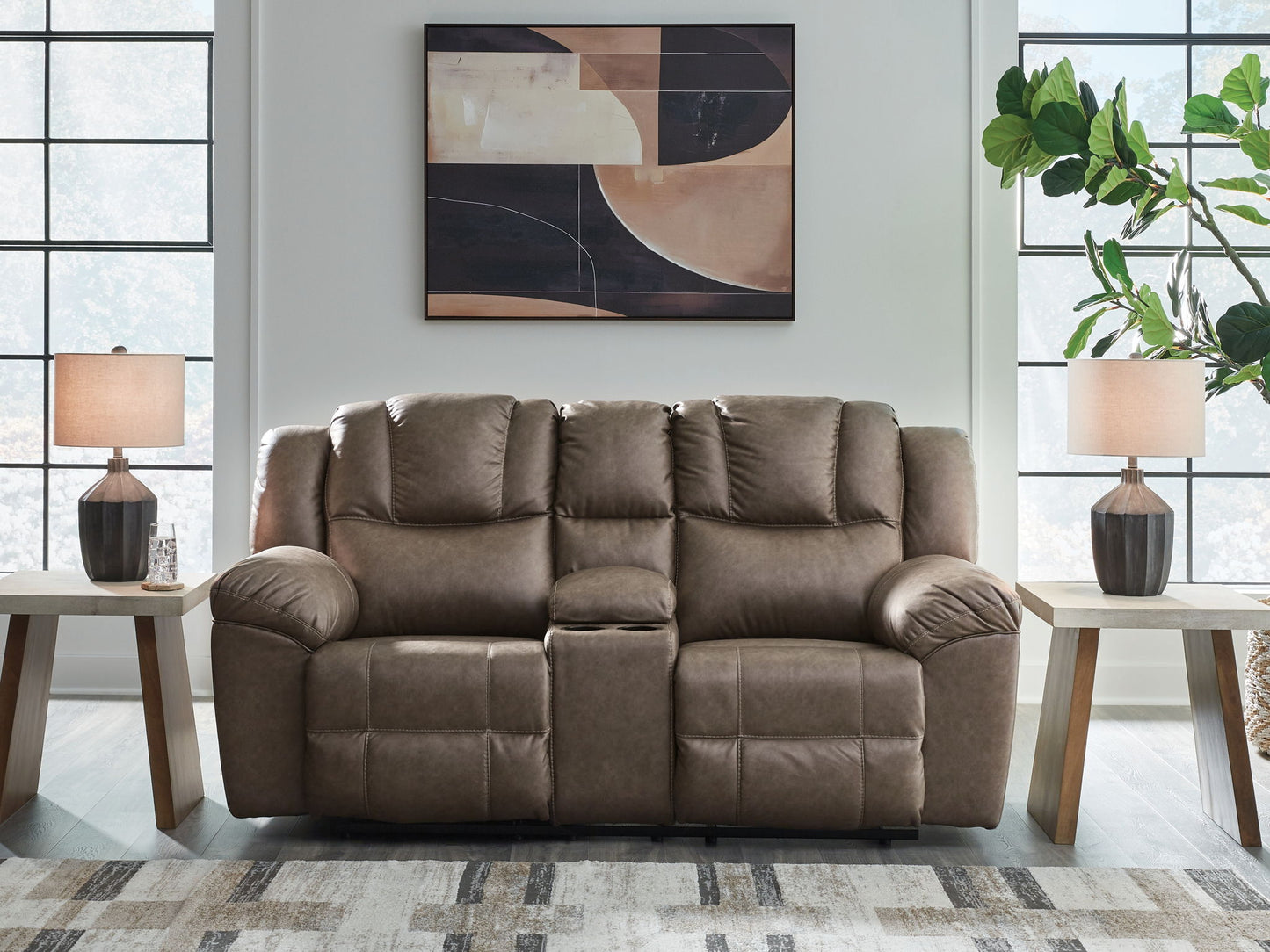 Knoxlee - Double Reclining Loveseat With Console - Driftwood