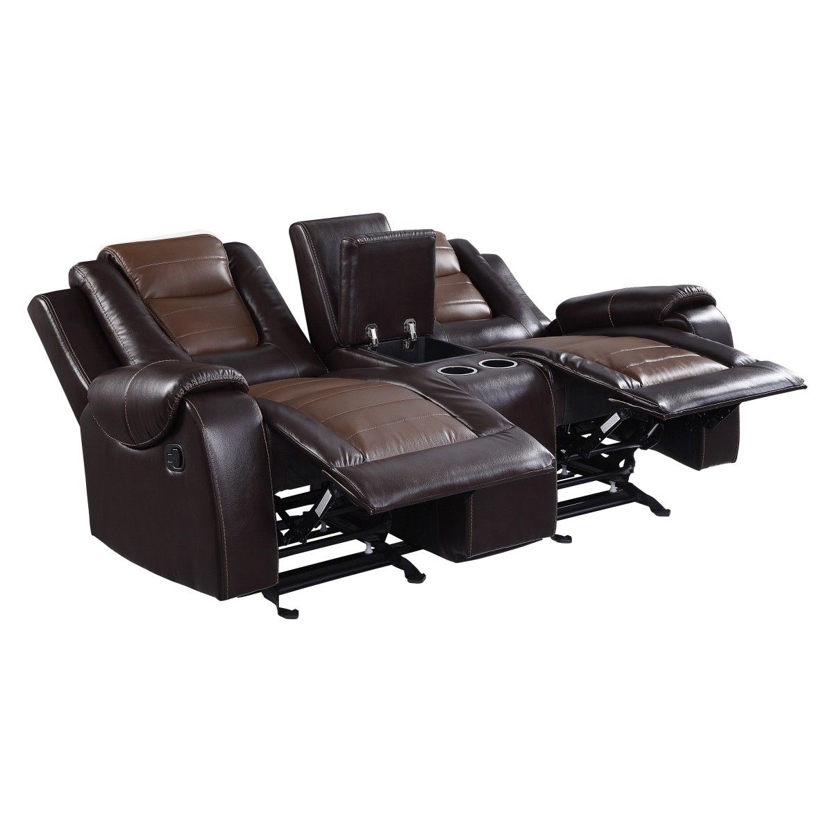 Briscoe - Double Glider Reclining Loveseat With Center Console - 2-Tone