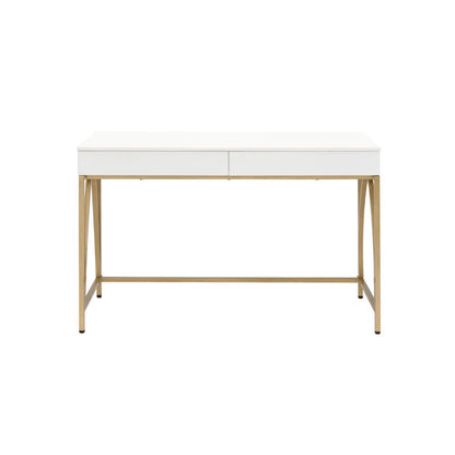 Lightmane - Desk - White High Gloss & Gold