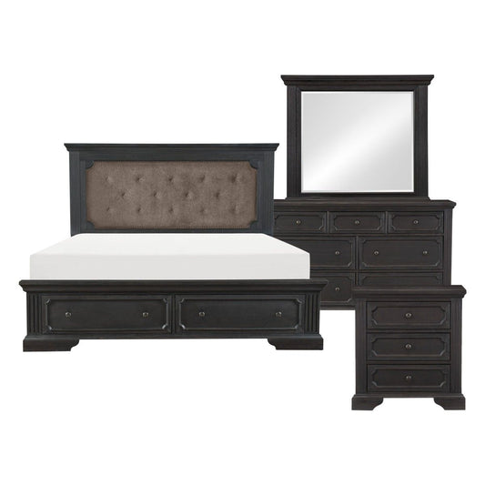 Bolingbrook - 4 Piece Set (Queen Bed, Nightstand, Dresser, Mirror) - Charcoal