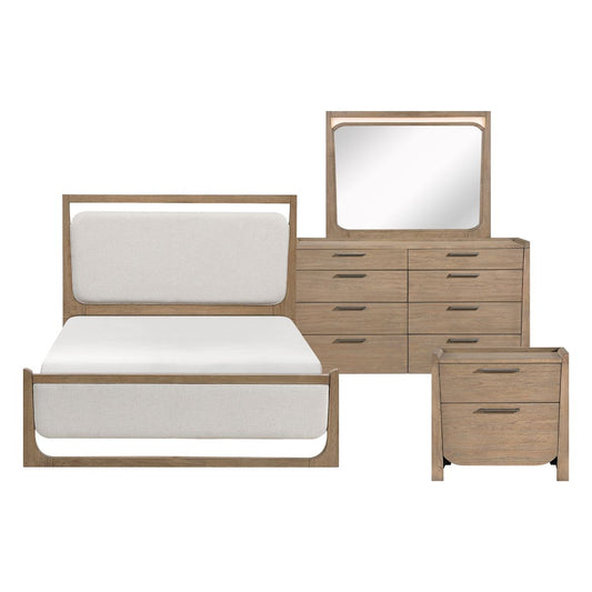 2336 - 4 Piece Bedroom Set (Queen Bed, Nightstand, Dresser, Mirror) - Light Brown