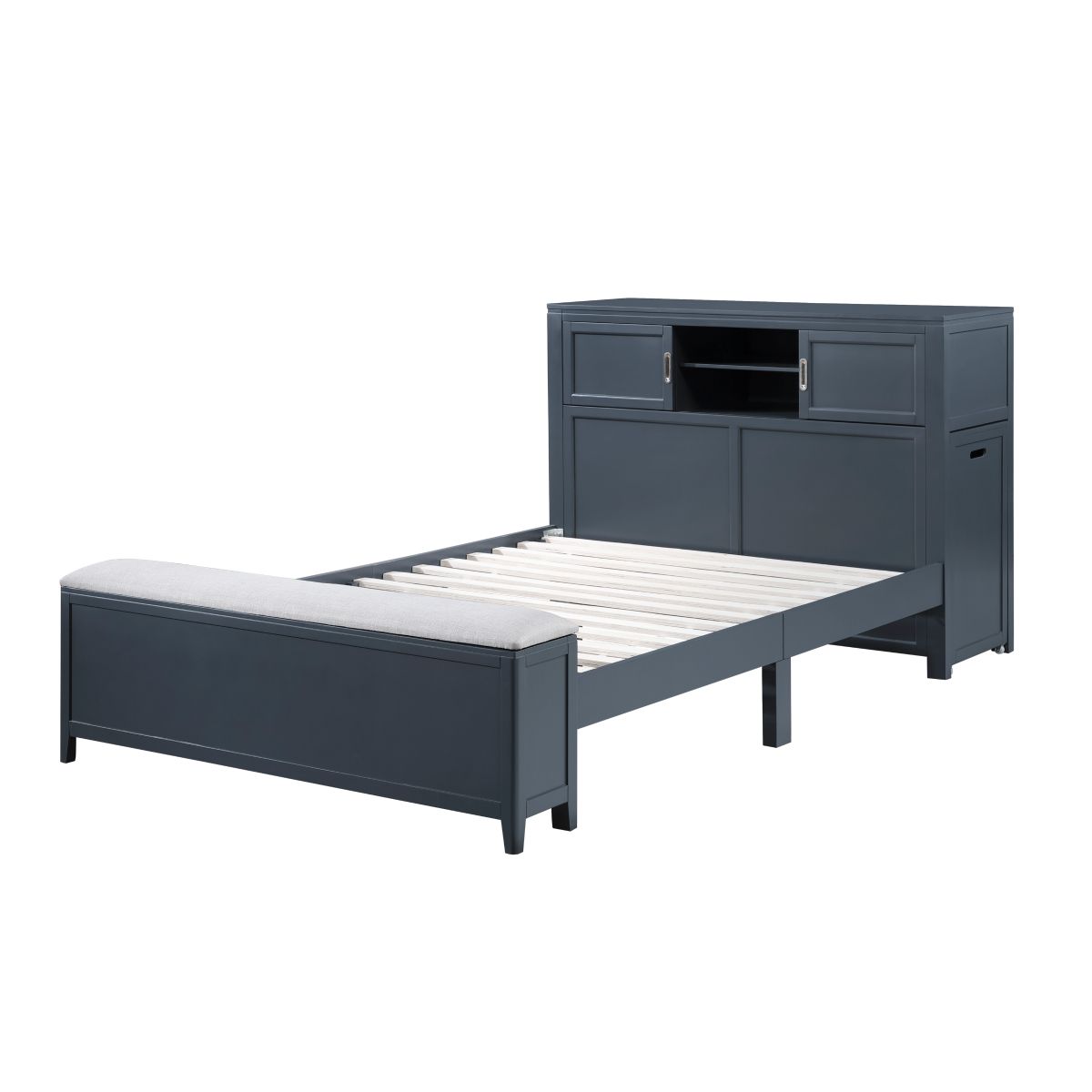 Sloane - Bookcase Bed With Hidden Desk, Stool And Storage Bench