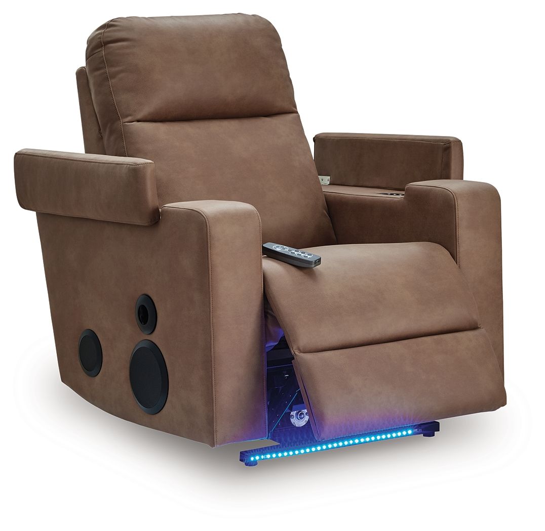 Flinlock - Glider Power Recliner With Audio System - Caramel