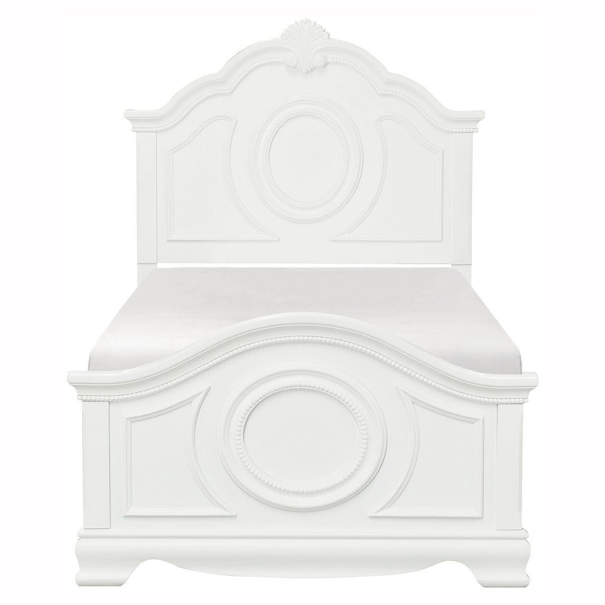 Lucida - 4 Piece Set (Twin Bed, Nightstand, Dresser, Mirror) - White