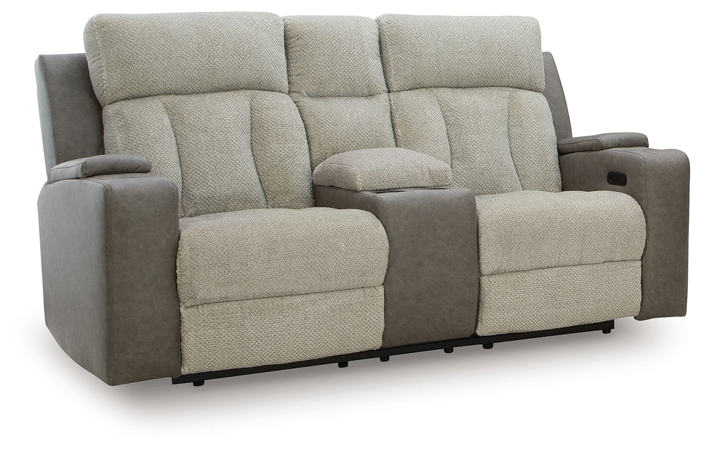 Stately Check - Power Reclining Loveseat With Console / Adj Headrest - Sisal