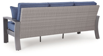 Dillon Beach - Sofa With Cushion - Blue / Gray