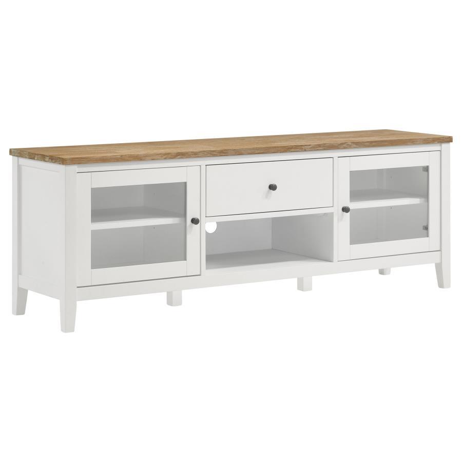 Hollis - 2-Door Wood 67" TV Stand with Drawer - Brown And White