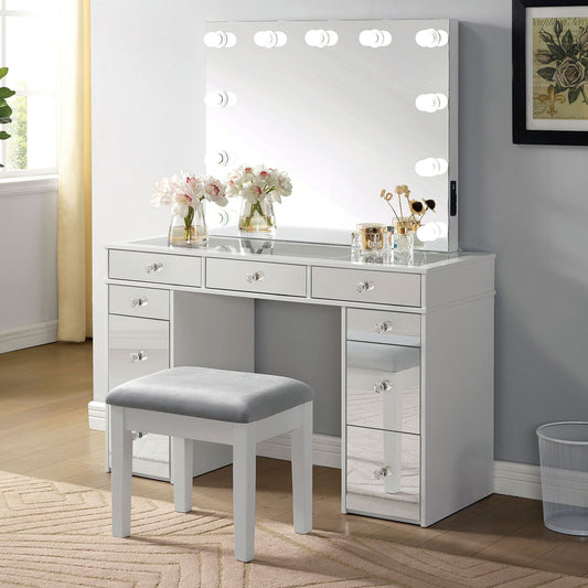 Margret - Vanity Set - White / Gray