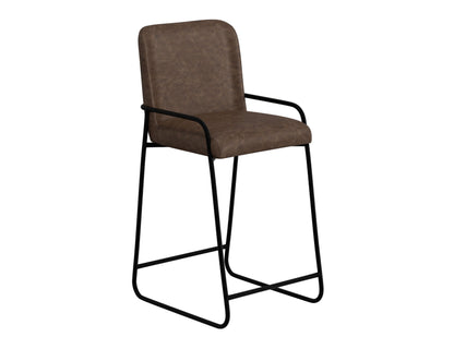 Seating - 30" Upholstered Barstool, Wooden Frame & Metal Base - Chocolate Brown