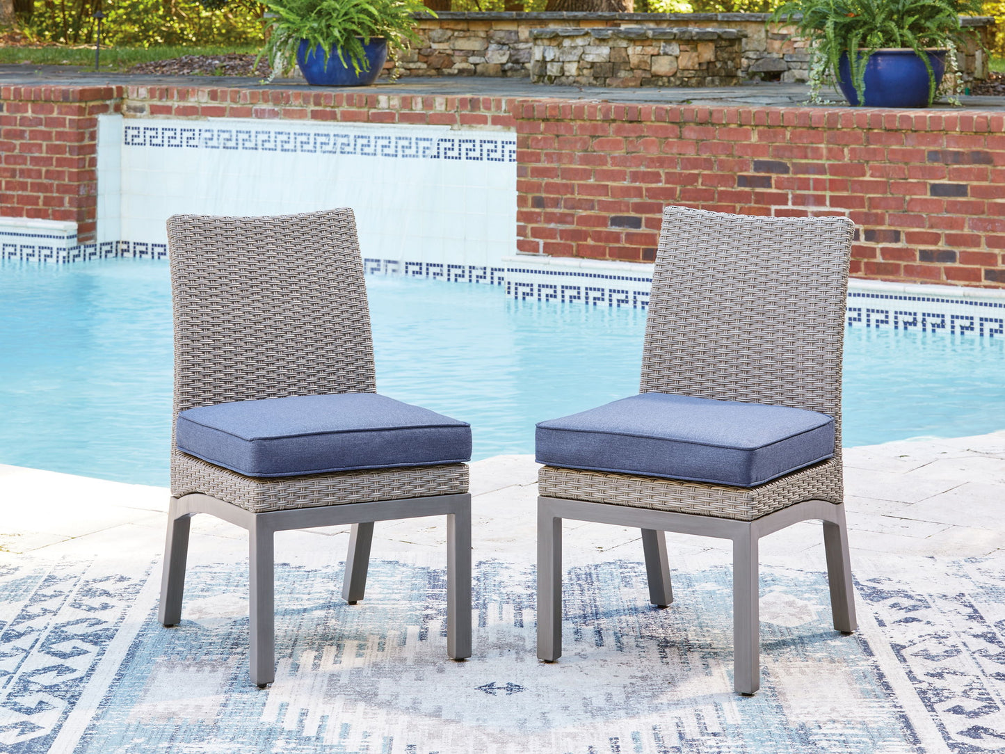 Dillon Beach - Side Chair With Cushion (Set of 2) - Blue / Gray