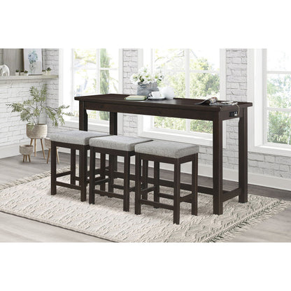 Connected - 4 Piece Pack Counter Height Set - Gray / Espresso