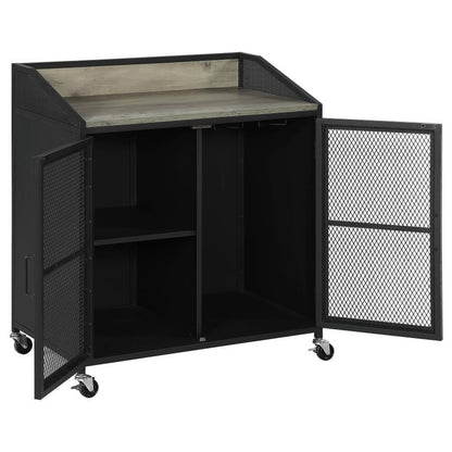 Arlette - Wine Cabinet With Wire Mesh Doors - Gray Wash And Sandy Black