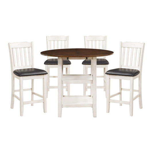 Kiwi - 5 Piece Dining Room Set (Table & 4 Side Chairs) - White / Dark Brown